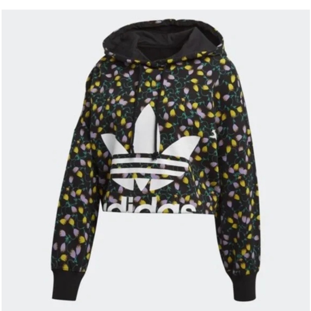 Adidas AOP cropped floral tulip hoodie
